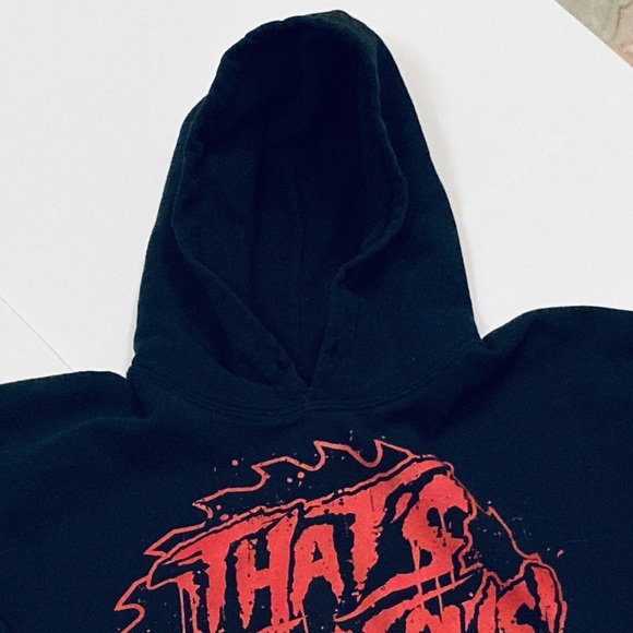 Vintage Gildan “That’s Outrageous” Thick Hoodie XL Black w/ Front Pocket - Picture 2 of 6
